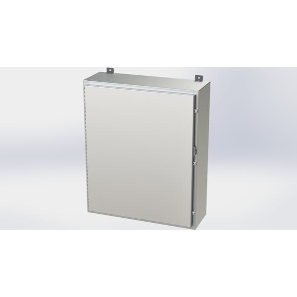 Padlockable Hasp Electrical Enclosures, 36 in H, 10 in D, 30 in W, NEMA 4X, 304 Stainless Steel
